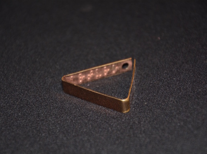 "Never Ever Give Up" Braille Triangle Pendant 3d printed 