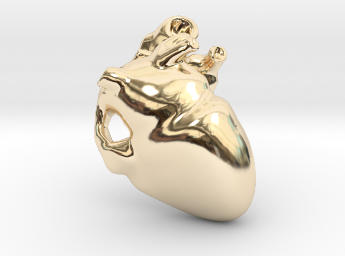 Golden Heart Pendant 30mm (~1.2 inches) 3d printed