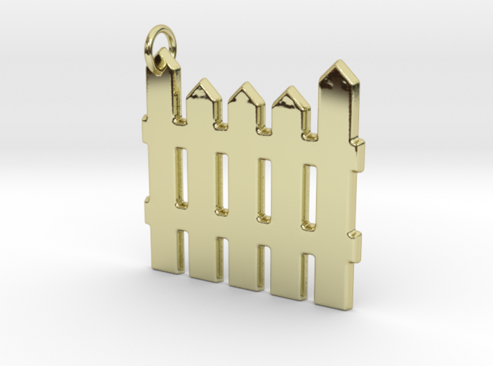 White Picket Fence Keychain 3d printed 18k Gold Plated Fence