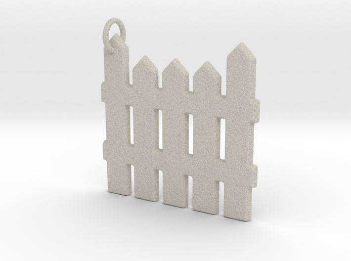 White Picket Fence Keychain 3d printed Sandstone version of the Fence