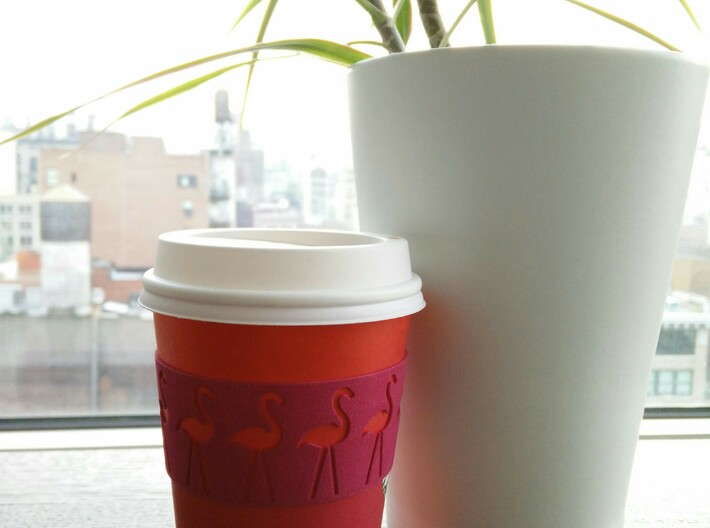 Flashing Flamingo Coffee Cup Sleeve 3d printed 