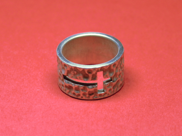 Wide, Thick Band - Cross 3d printed Photo of finished ring