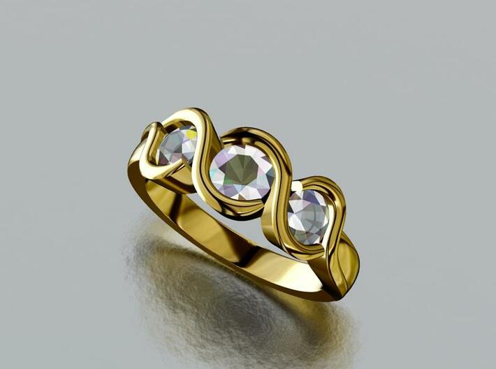 Three Stone Engagement Ring 3d printed