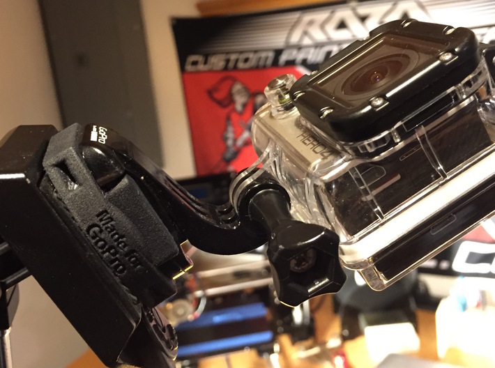 GoPro Standard Tripod and Zip Tie Mount 3d printed Mount on a tripod
