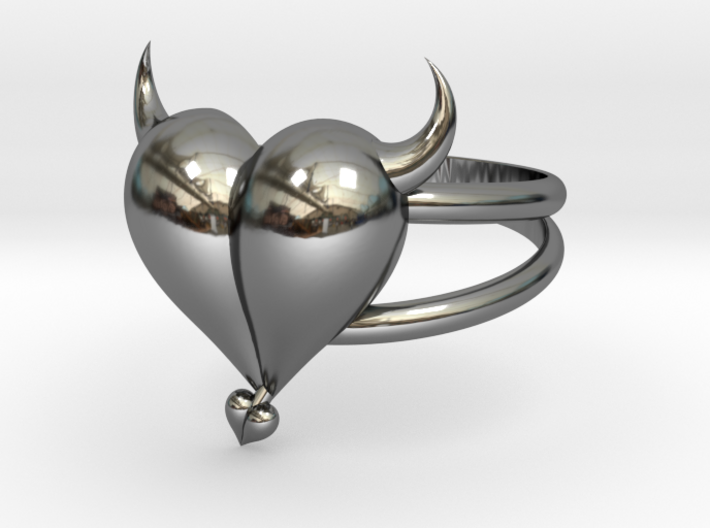 Size 10 Evil Heart Ring 3d printed