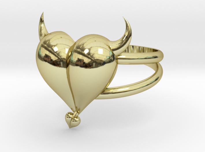 Size 6 Evil Heart Ring 3d printed