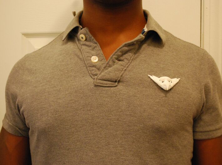 FLYHIGH: Mens Bird Pendant 3d printed FLYHIGH Mens Bird Pendant fitted with a safety pin on my polo 