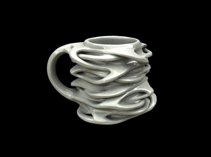 Interwebs mug  3d printed ceramic render of "interconnected mug"