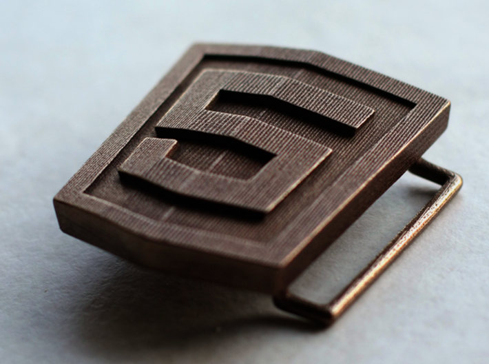 HTML5 Belt Buckle 3d printed Showing the loop on the back.