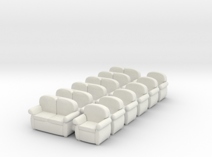 Sofas 01. HO Scale (1:87) 3d printed