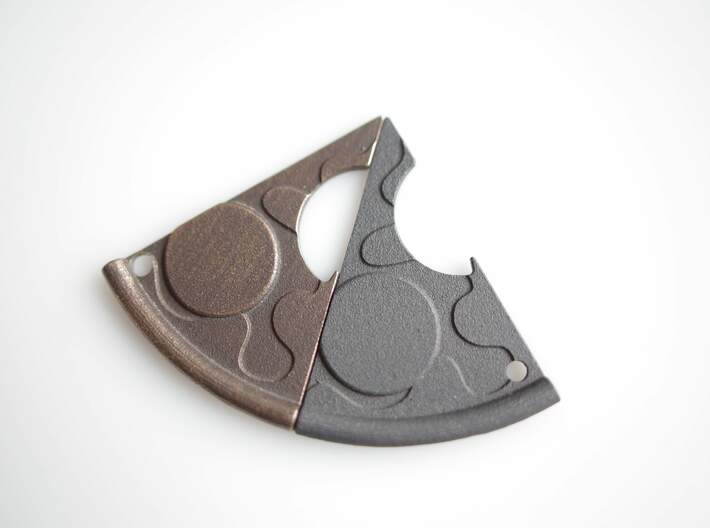 Metal Pizza Opener 3d printed Polished Bronze Steel and Matte Black Steel