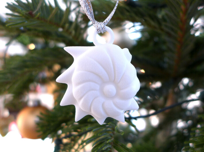 Cristellaria Ornament - Science Gift 3d printed Cristellaria ornament in white nylon plastic