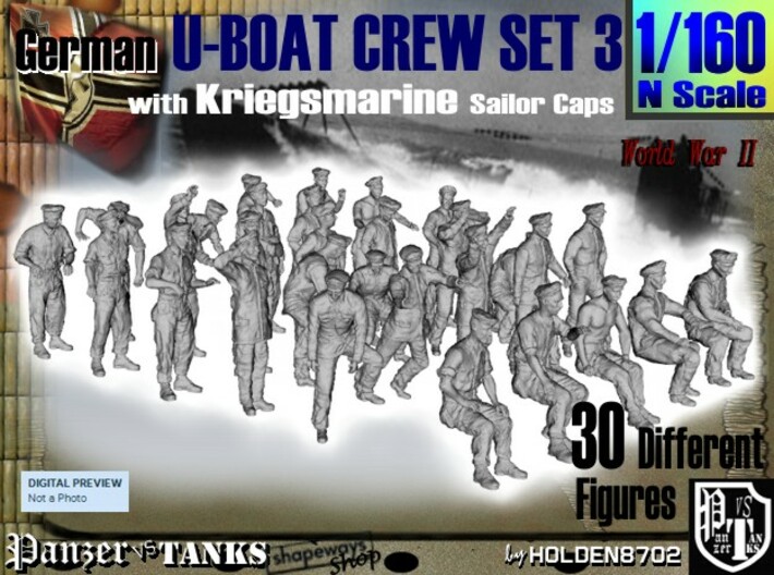 1-160 German U-Boot Crew Set3 3d printed 