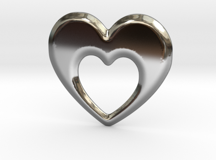 Heart within a heart pendant 3d printed