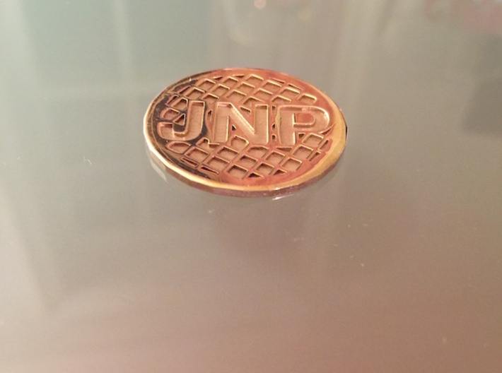 Personalized Golf Ball Marker 3d printed Shines like gold. Heavy enough to stay in place on the green.