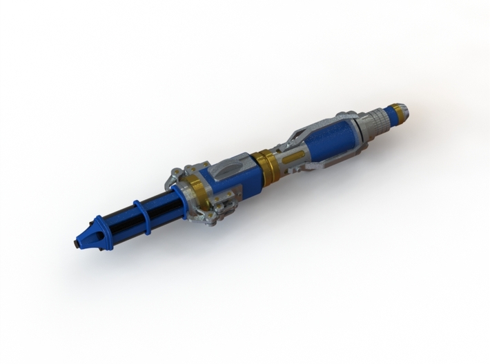 12th Doctor's Sonic Screwdriver 3d printed Solidworks render showing a potential paint job on the fully assembled sonic screwdriver.
