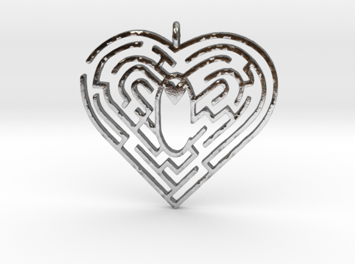 Heart Maze-shape Pendant 1 3d printed