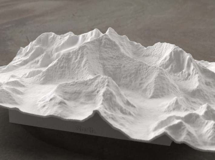 8''/20cm Mt. Everest, China/Tibet, WSF 3d printed Radiance rendering of Everest massif model from the North