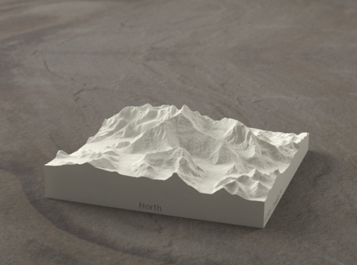 4''/10cm Mt. Everest, China/Tibet, Sandstone 3d printed Radiance rendering of Everest massif model from the North