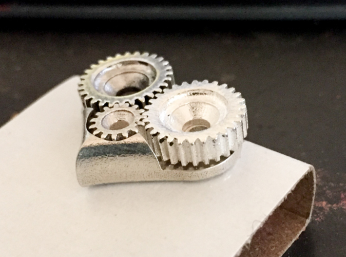 Gear Heart Pendant - Base 3d printed On a matchbook, it's tiny!