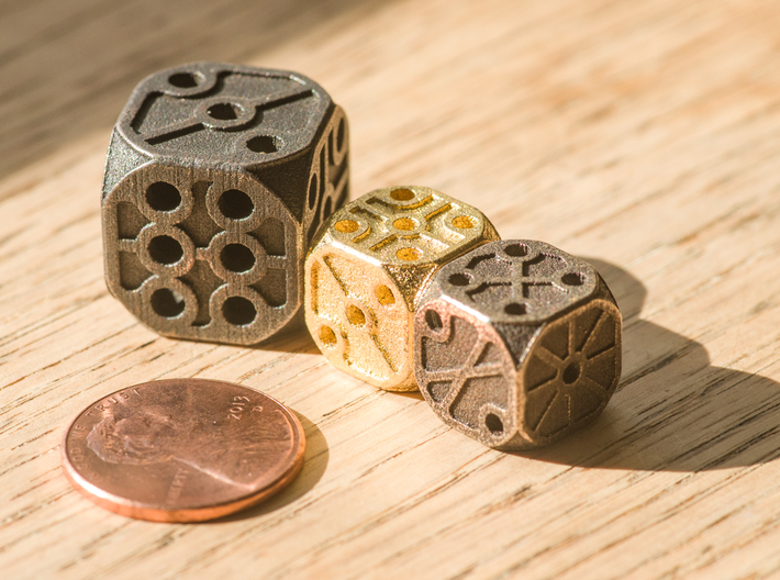 Rustic Die - Small 3d printed Sizing compared to a standard penny. This item is the SMALLER size pictured.