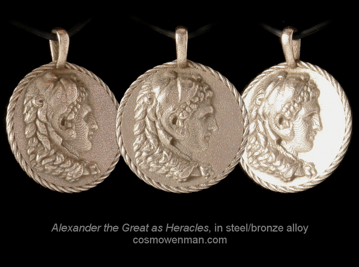 Steel Alexander the Great coin pendant 3d printed