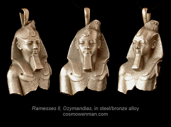 Steel Ramesses II, Ozymandias pendant 3d printed