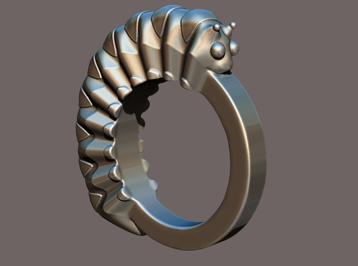 Caterpillar Ring - US Size 9 3d printed Computer render for better view.