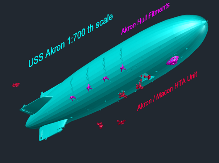 USS Akron 1/700th  scale 3d printed Products needed for a completed model