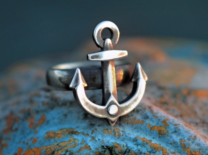 Ahoy Ring (various sizes) 3d printed Silver Glossy (blackened)