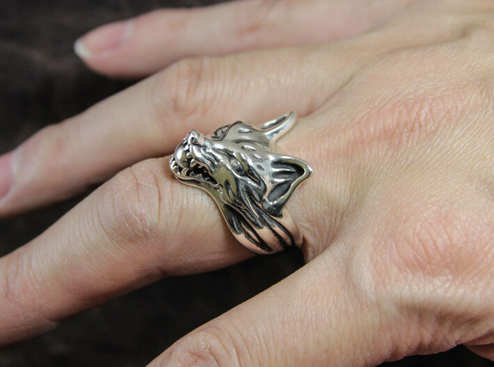 Fox (Oinari san) "orb" Ring 3d printed This material is Polished Silver , Patinated with bleach