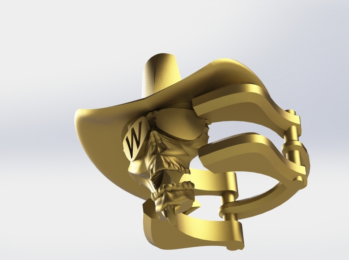 Silver Cowboy Skull Ring 3d printed 