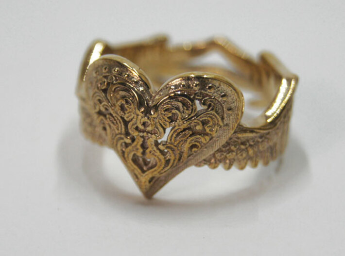 Winged Heart Ring SIZE 10 3d printed
