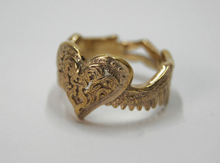 Winged Heart Ring SIZE 10 3d printed 
