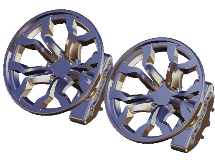 Cufflinks R8 wheel design with brake caliper 3d printed