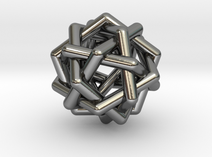 0452 Interwoven Set of Six Pentagons (d=3.3 cm) 3d printed