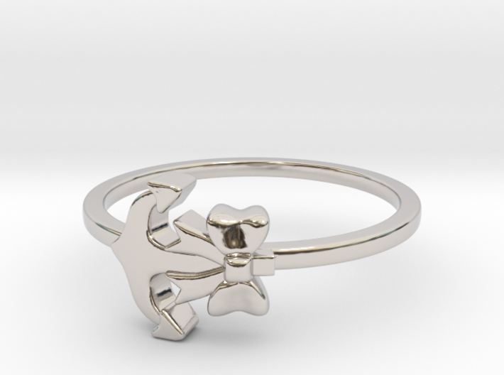 Anchor Bow Ring 3d printed