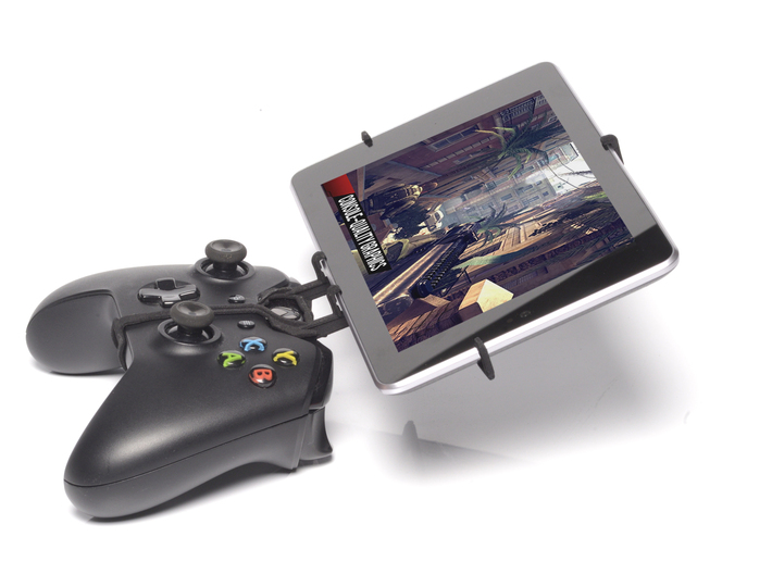 Controller mount for Xbox One &amp; NVIDIA Shield Tabl 3d printed Side View - A Nexus 7 and a black Xbox One controller
