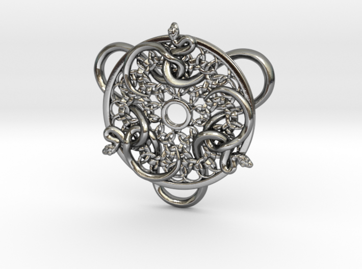 Snakes Intertwined Pendant 3d printed Escher snakes pendant