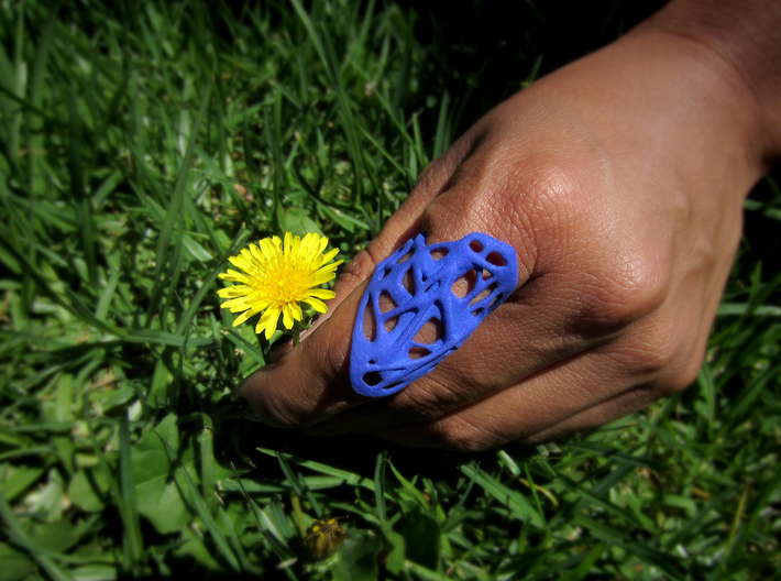 The Weave Ring 3d printed Printed in Royal Blue Strong &amp; Flexible