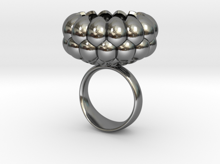 Big flower silver ring. Big bowl ring. Size7. 3d printed 