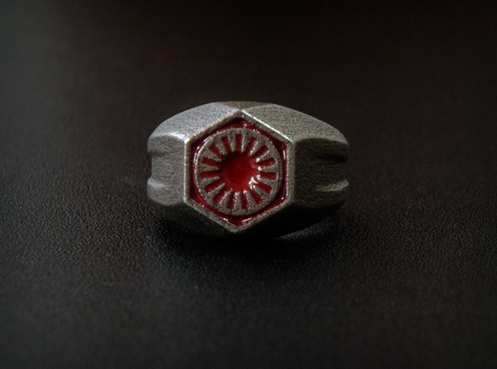 First Order Signet Ring (Size 10 1/4 - 20 mm) 3d printed Stainless Steel ring with red enamel paint applied. *The ring does not arrive painted!
