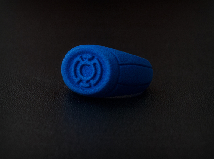 Blue Lantern Ring 3d printed Photo of the ring in Blue Strong &amp; Flexible.