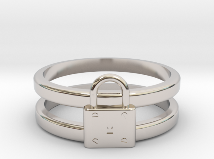 Padlock Double-banded Ring 3d printed