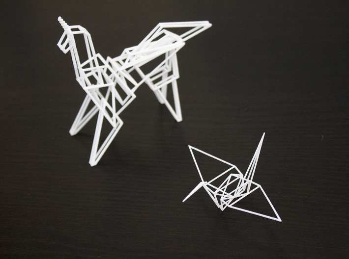Wireframe Origami Crane 3d printed 