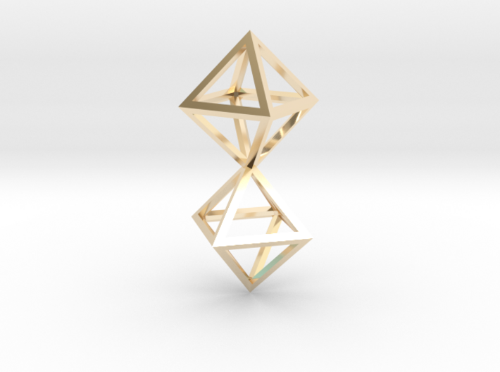 Faceted Twin Octahedron Frame Pendant Small 3d printed