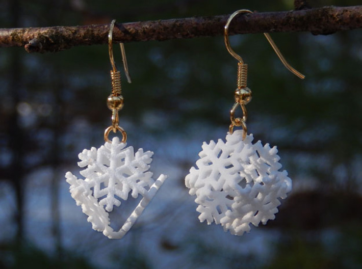 Snowflake Earrings 4 (smaller) 3d printed