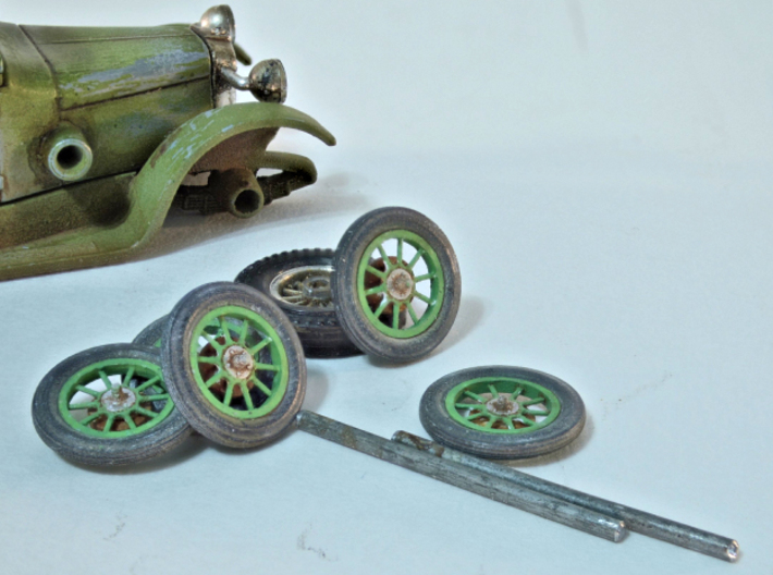 1:48 Vehicle hub/drum/wheel/tire set (1927 Talbot) 3d printed