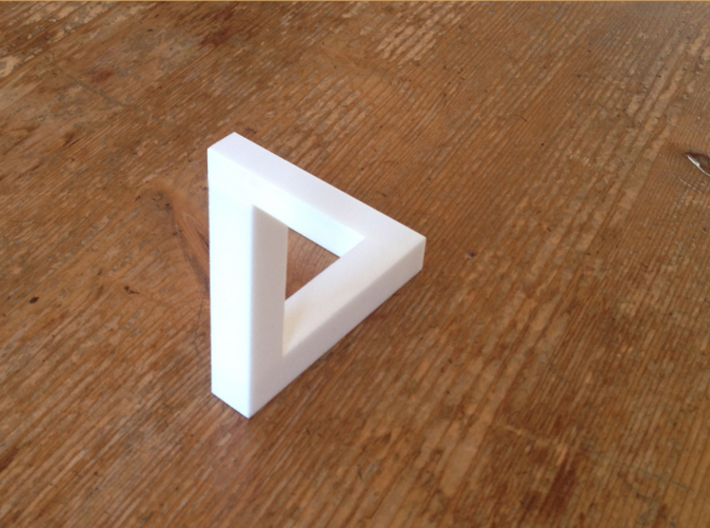 Escher Penrose Triangle 3d printed From this perspective you will see the penrose triangle!
