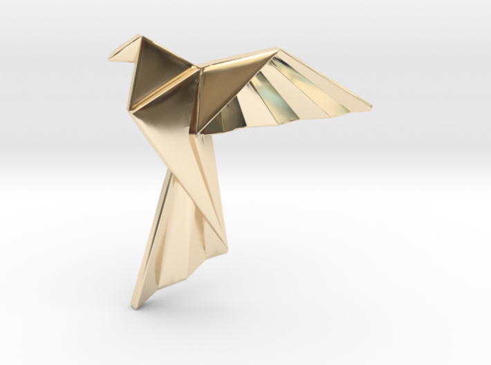 Origami Bird Pendant 3d printed